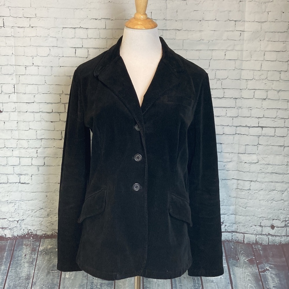 Lauren Jeans Co. Ralph Lauren Black Corduroy Blazer L Academia Preppy Equestrian